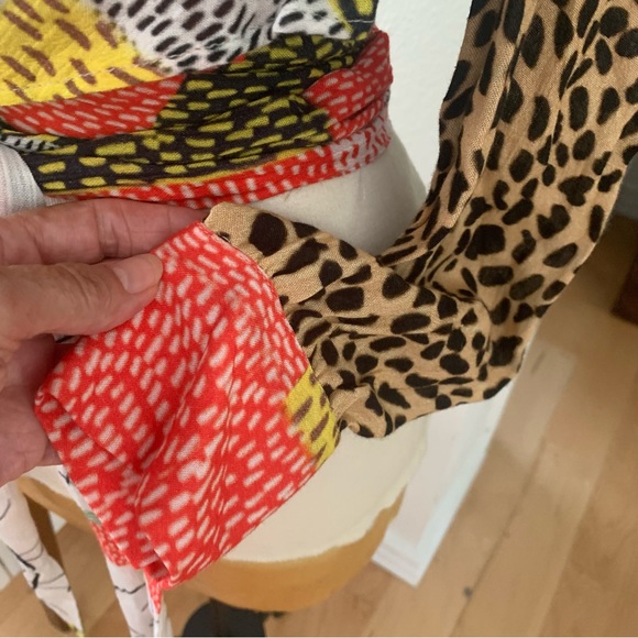 blink London Multicolored long sleeved faux wrap top w wrap tie sash at hem - Picture 12 of 16